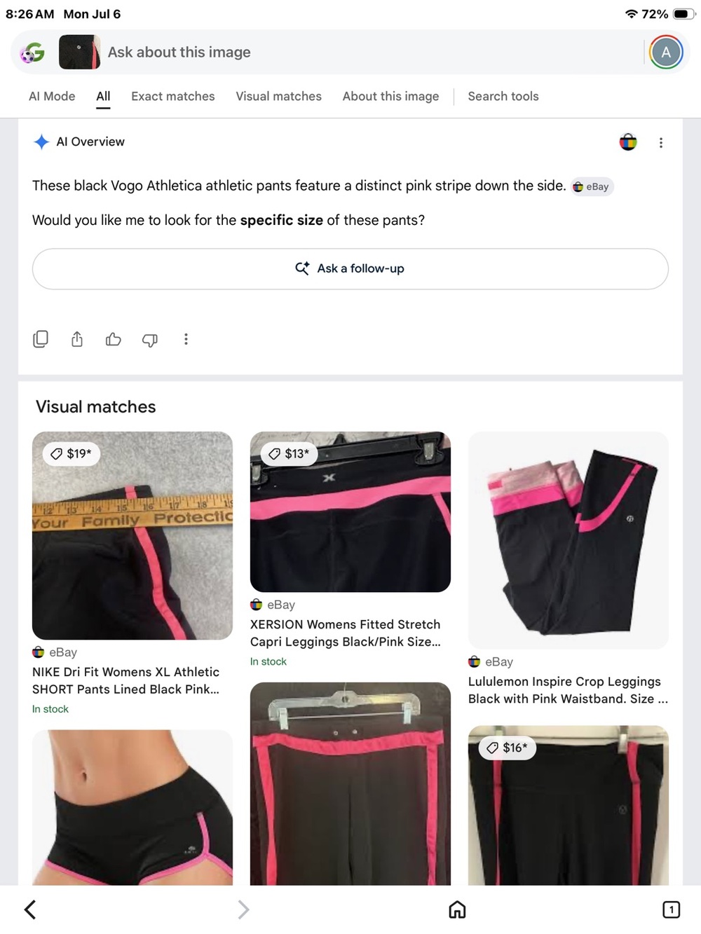 Vogo Active Shorts Plus Size 22/24 Black Pink Trim Athletic Running Lounge - Picture 3 of 11